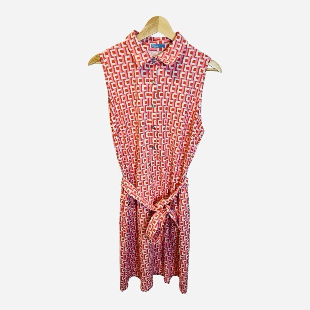 J. Mclaughlin Dolly Catalina Cloth Dress Large Pink Salmon Sleeveless Coastal